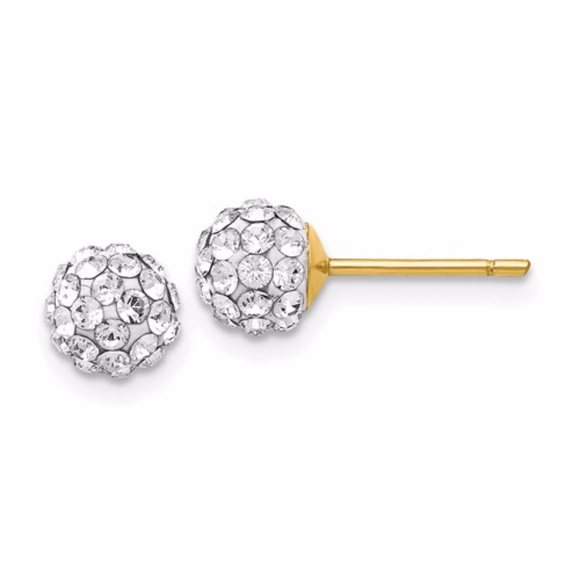 Jewelry - 14k 6mm Round Swarovski Crystal Post Earrings